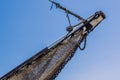 Mast of an old sea ship. Pirate wooden ship. Royalty Free Stock Photo
