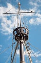 Mast of the replica of a Columbus's ship Royalty Free Stock Photo