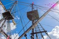 Mast retracted from a 16th century spanish galleon Royalty Free Stock Photo