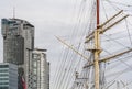 Mast with rigging of old sailing ship Royalty Free Stock Photo