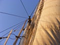 Mast of a sailing boat and blue sky Royalty Free Stock Photo