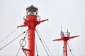 Mast and signal lamp of floating beacon, close up