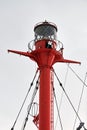 Mast and signal lamp of floating beacon, close up