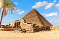 Mastaba of Seshemnefer IV and the Pyramid of Cheops, Egypt, Giza Royalty Free Stock Photo