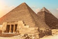 Mastaba of Seshemnefer IV and the Pyramids of Giza, Egypt Royalty Free Stock Photo