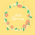 Hello spring. Hello spring greeting card with daisies. Royalty Free Stock Photo