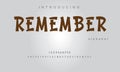 Remember font. Elegant alphabet letters font and number. Royalty Free Stock Photo