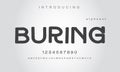 Buring font. Elegant alphabet letters font and number.