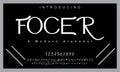 Focer font. Elegant alphabet letters font and number. Royalty Free Stock Photo