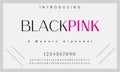 Blackpink font. Elegant alphabet letters font and number.