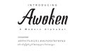 Awoken font. Elegant alphabet letters font and number Royalty Free Stock Photo