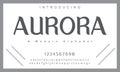 Aurora font. Elegant alphabet letters font and number.
