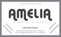 Amelia font. Elegant alphabet letters font and number.