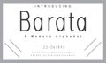 Barata font. Elegant alphabet letters font and number. Royalty Free Stock Photo