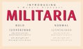Militaria font. Abstract minimal modern alphabet fonts