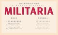 Militaria font. Abstract minimal modern alphabet fonts Royalty Free Stock Photo