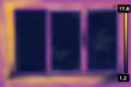 Master analysis thermal image of heat leak through upvc window Royalty Free Stock Photo