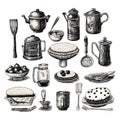 Master the Art of Baking: A Stunning Collection of Detailed Ink-Drawn Kitchen Essentials