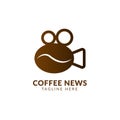 Morning News Coffee Logo, Icon media,Camera and coffee logo design vector, photography symbol icon