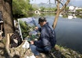 Master artist paints Hongcun, China