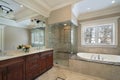 Master bath with glass shower Royalty Free Stock Photo