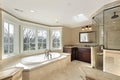 Master bath with glass shower Royalty Free Stock Photo