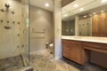 Master bath with glass shower Royalty Free Stock Photo