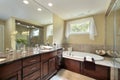 Master bath with glass shower Royalty Free Stock Photo