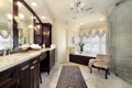 Master bath with glass shower Royalty Free Stock Photo