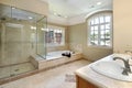Master bath with glass shower Royalty Free Stock Photo