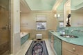 Master bath with lime green vanity Royalty Free Stock Photo