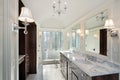 Master bath with marble shower Royalty Free Stock Photo
