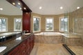 Master bath with marble tub Royalty Free Stock Photo