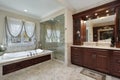 Master bath with marble tub Royalty Free Stock Photo