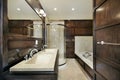 Master bath with wood paneling Royalty Free Stock Photo