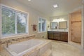 Master bathroom Design With Luxury tub and walk-in shower Royalty Free Stock Photo