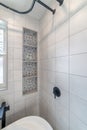 Master bathroom - renovation. detail shoot of tile and custom niche. Royalty Free Stock Photo