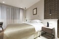 Master bed hotel bedroom in the evening Royalty Free Stock Photo