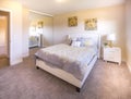 Master bedroom with great bed made in San Diego southern California Royalty Free Stock Photo