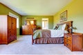 Master bedroom interior in bright green color Royalty Free Stock Photo