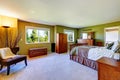 Master bedroom interior in bright green color Royalty Free Stock Photo