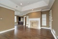 Master bedroom with marble fireplace Royalty Free Stock Photo