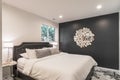 Master bedroom white black walls modern interior architecture Royalty Free Stock Photo