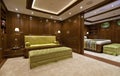 A master cabin in a wooden, classical, luxury yacht. Royalty Free Stock Photo