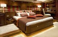 A master cabin in a wooden, classical, luxury yacht.
