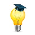 Master cap on the bulb. Creative idea. Object on a white background. Vector illustration Royalty Free Stock Photo