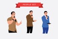 Master of Ceremony. Set of flat vector illustrations. Man with microphone. Royalty Free Stock Photo