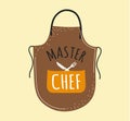 Master chef apron. Restaurant logo, emblem or menu cover. kitchen isolated hand drawn element. Bakery cookery badge