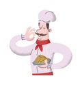 Master chef character cooking pasta Royalty Free Stock Photo