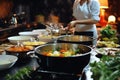 Master chef cook woman hands precisely cooking dressing preparing tasty fresh delicious mouthwatering gourmet dish food